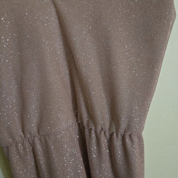 Lovely Day Ivory Glitter Maxi Dress Bow Ruffle Detail Sparkle Size S - Picture 11 of 14
